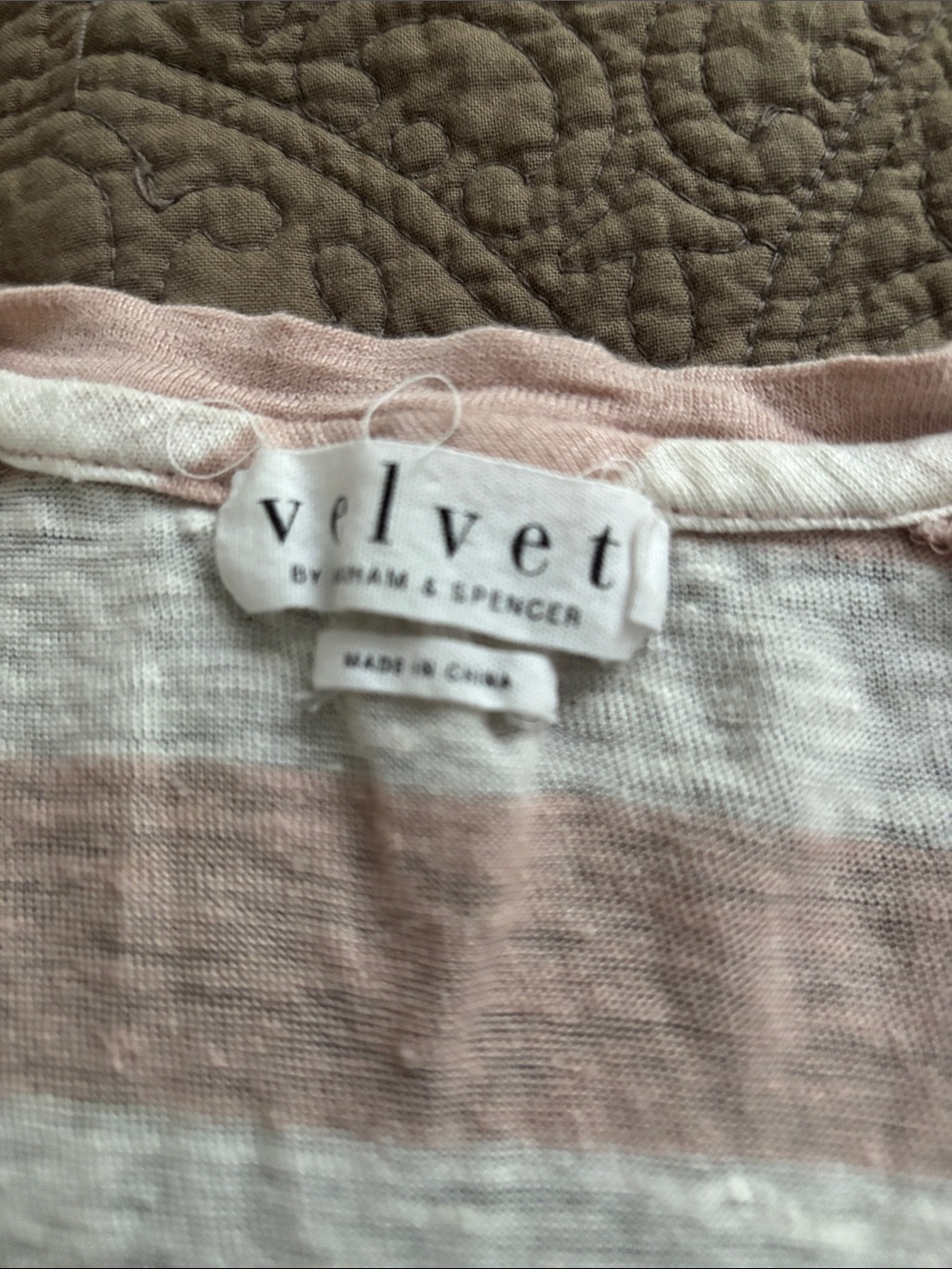 VELVET Pink Blush Striped Linen Tee - Picture 2 of 3
